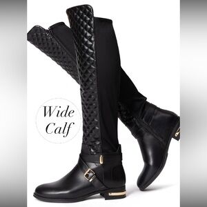 BNIB Shoedazzle Annabeth Black Over the Knee Boot WIDE CALF Size 9